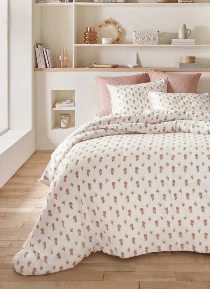 HOUSSE DE COUETTE EN DOUBLE GAZE DE COTON IMPRIMÉE ECRU