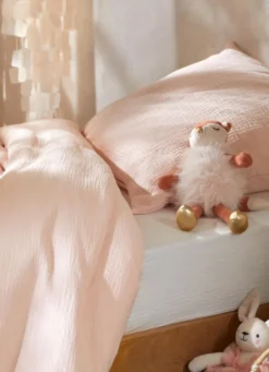 HOUSSE DE COUETTE ENFANT EN GAZE DE COTON ROSE
