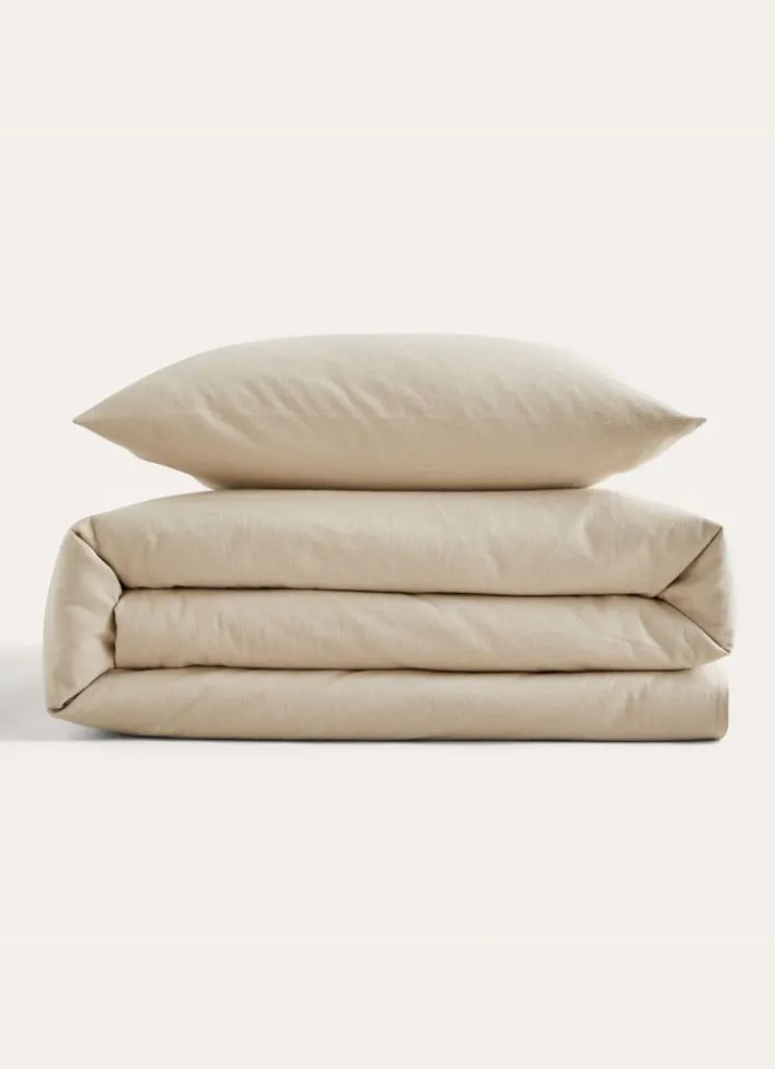 HOUSSE DE COUETTE EN FLANELLE COCON TAUPE