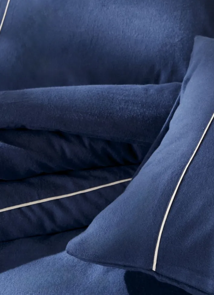 HOUSSE DE COUETTE EN FLANELLE UNIE RAGOON BLEU INDIGO