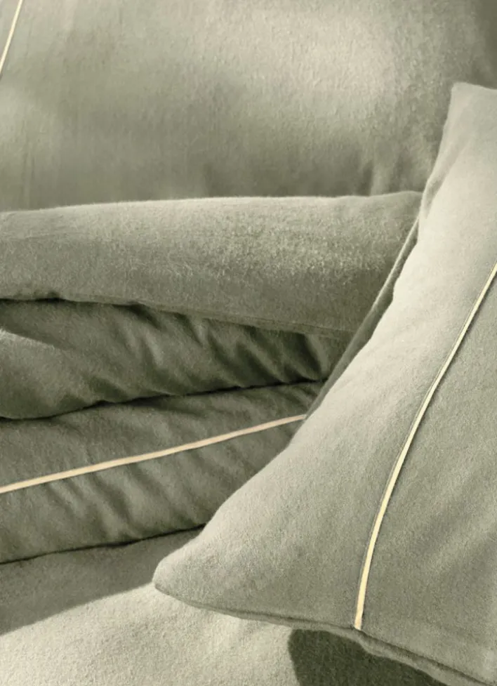 HOUSSE DE COUETTE EN FLANELLE UNIE RAGOON VERT KAKI