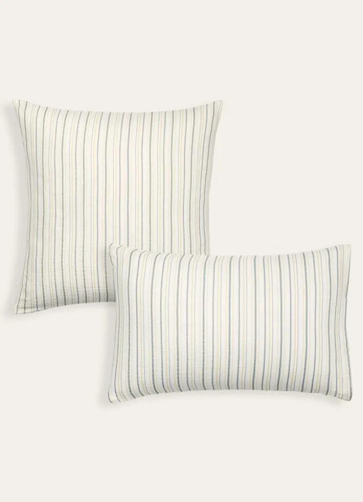 HOUSSE DE COUETTE EN GAZE DE COTON RAYÉE ECRU
