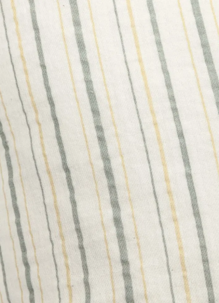 HOUSSE DE COUETTE EN GAZE DE COTON RAYÉE ECRU