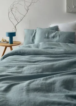 HOUSSE DE COUETTE EN LIN LAVÉ BLEU