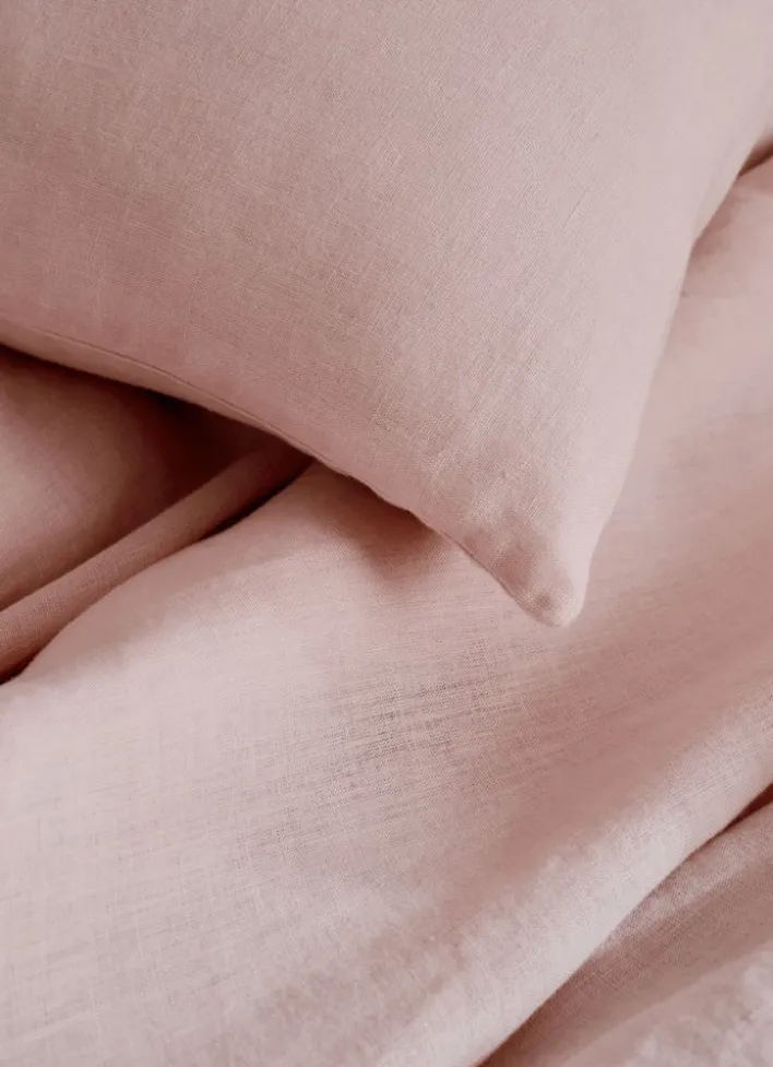 HOUSSE DE COUETTE EN LIN LAVÉ ROSE