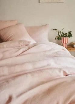 HOUSSE DE COUETTE EN LIN LAVÉ ROSE