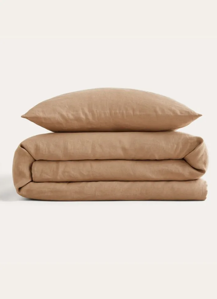 HOUSSE DE COUETTE EN LIN LAVÉ TAUPE