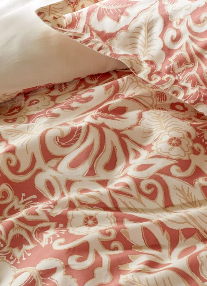 HOUSSE DE COUETTE EN PERCALE DE COTON IMPRIMÉE ROUGE