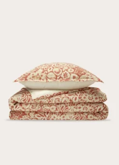 HOUSSE DE COUETTE EN PERCALE DE COTON IMPRIMÉE ROUGE