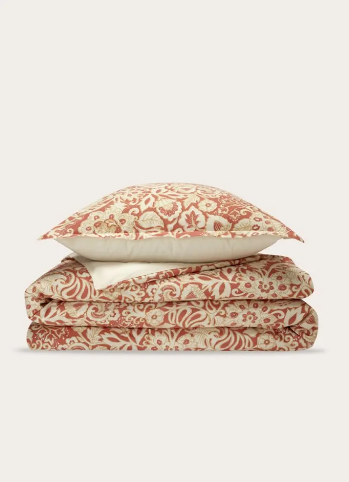 HOUSSE DE COUETTE EN PERCALE DE COTON IMPRIMÉE ROUGE
