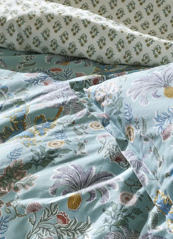 HOUSSE DE COUETTE EN PERCALE GRANADA BLEU GRIS