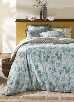 HOUSSE DE COUETTE EN PERCALE GRANADA BLEU GRIS