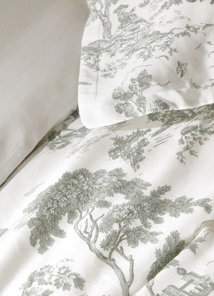 HOUSSE DE COUETTE EN SATIN DE COTON HÉLOÏSE VERT DE GRIS