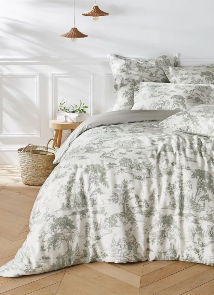 HOUSSE DE COUETTE EN SATIN DE COTON HÉLOÏSE VERT DE GRIS