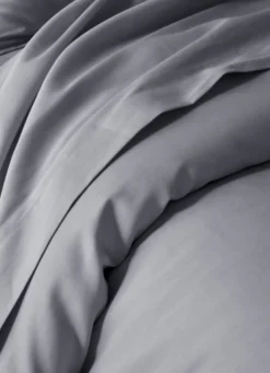 HOUSSE DE COUETTE EN SATIN DE COTON PEIGNÉ UNI ARDOISE