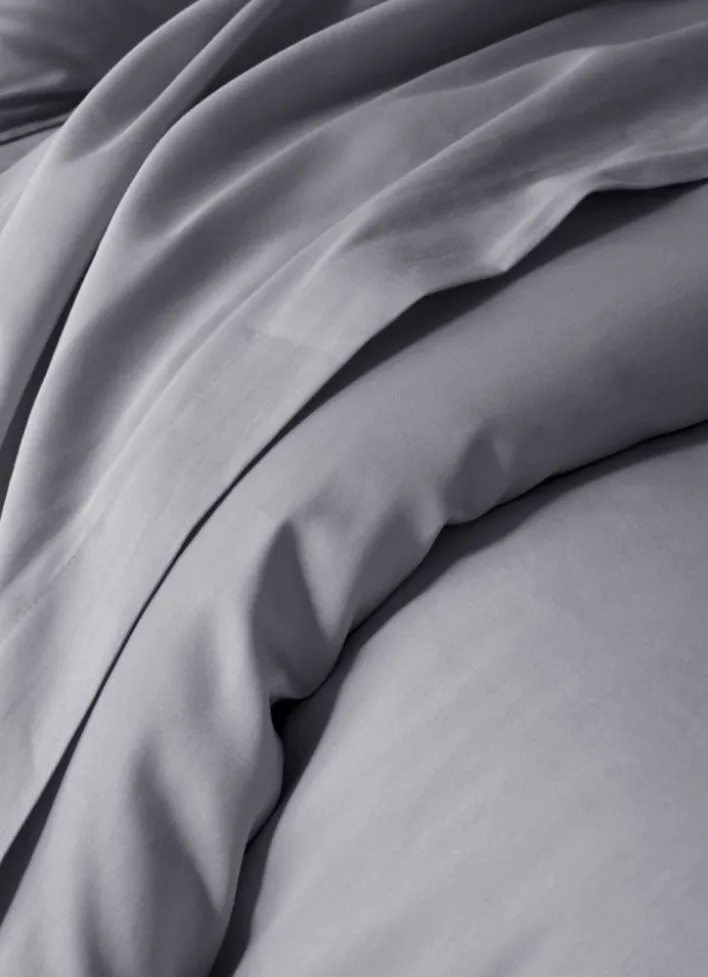 HOUSSE DE COUETTE EN SATIN DE COTON PEIGNÉ UNI ARDOISE