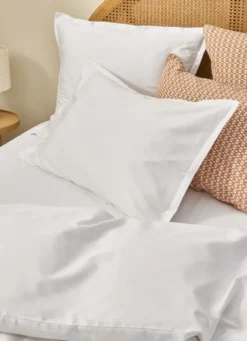 HOUSSE DE COUETTE EN SATIN DE COTON PEIGNÉ UNI BLANC