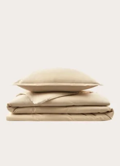 HOUSSE DE COUETTE EN SATIN DE COTON PEIGNÉ UNI MORDORE