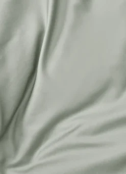 HOUSSE DE COUETTE EN SATIN DE COTON PEIGNÉ UNI VERT DE GRIS