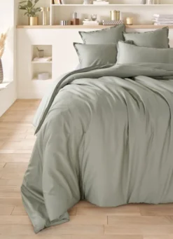 HOUSSE DE COUETTE EN SATIN DE COTON LAVÉ SAUGE