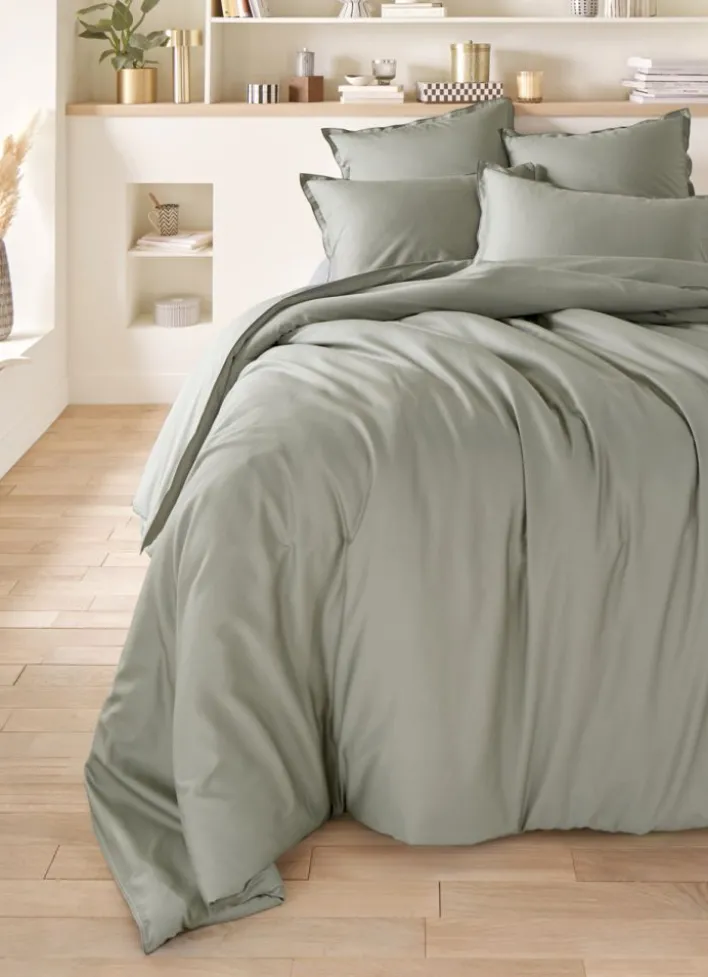 HOUSSE DE COUETTE EN SATIN DE COTON LAVÉ SAUGE