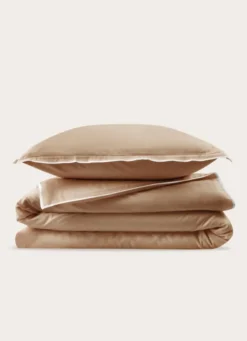HOUSSE DE COUETTE EN SATIN DE COTON LAVÉ MOKA