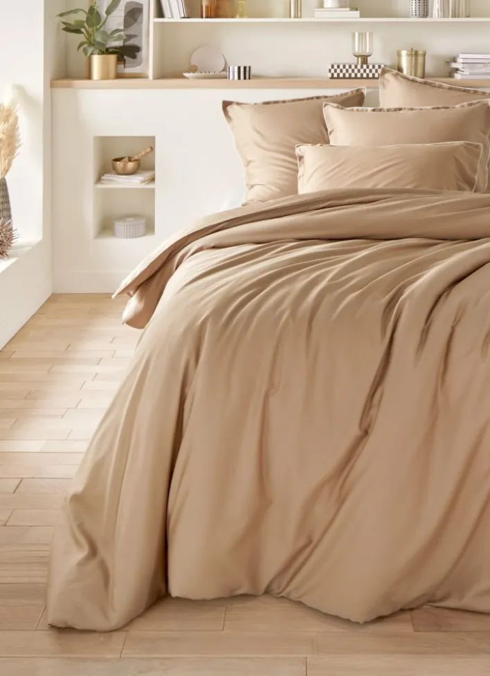 HOUSSE DE COUETTE EN SATIN DE COTON LAVÉ MOKA