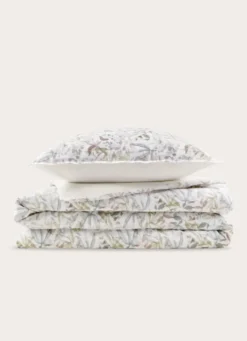HOUSSE DE COUETTE IMPRIMÉE FLEURI EN COTON LAVÉ LILAS