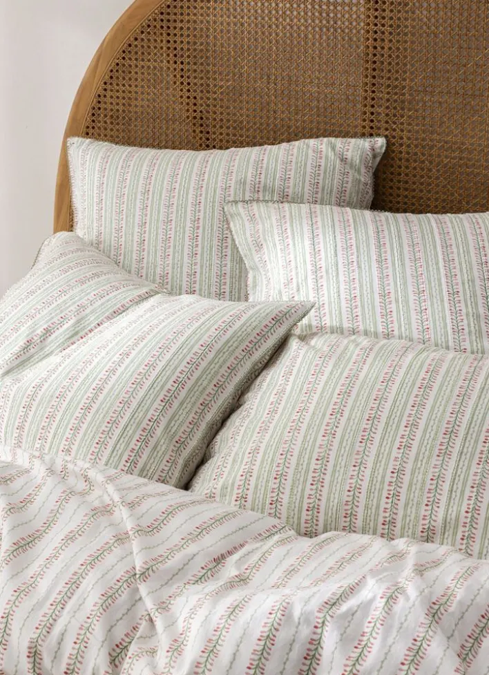 HOUSSE DE COUETTE JACQUARD IMPRIMÉ FEUILLAGES VERT CLAIR