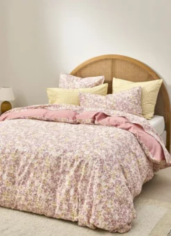 HOUSSE DE COUETTE LISETTE UNIE À RABAT ROSE