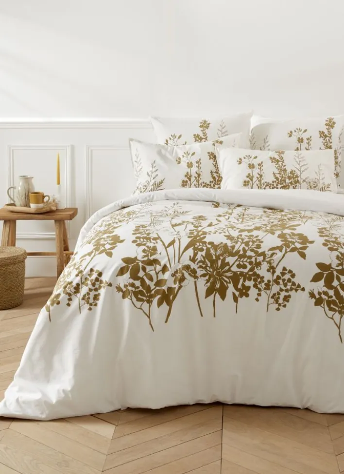 HOUSSE DE COUETTE À MOTIF FLORAL EN PERCALE GALET
