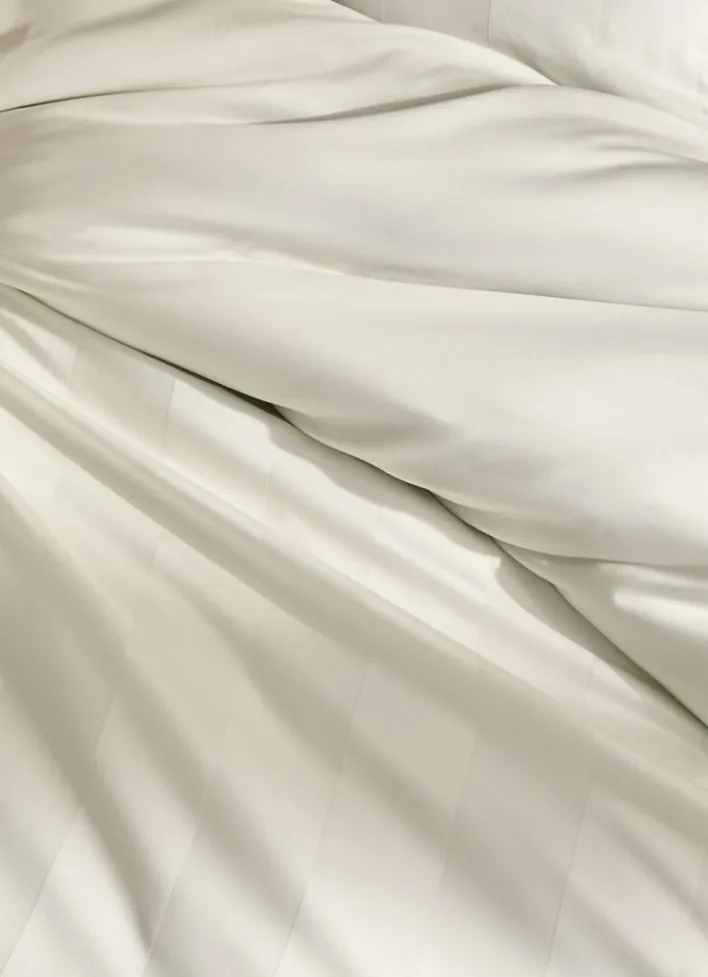 HOUSSE DE COUETTE RAYÉE EN SATIN DE COTON IVOIRE
