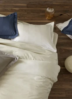 HOUSSE DE COUETTE RAYÉE EN SATIN DE COTON IVOIRE