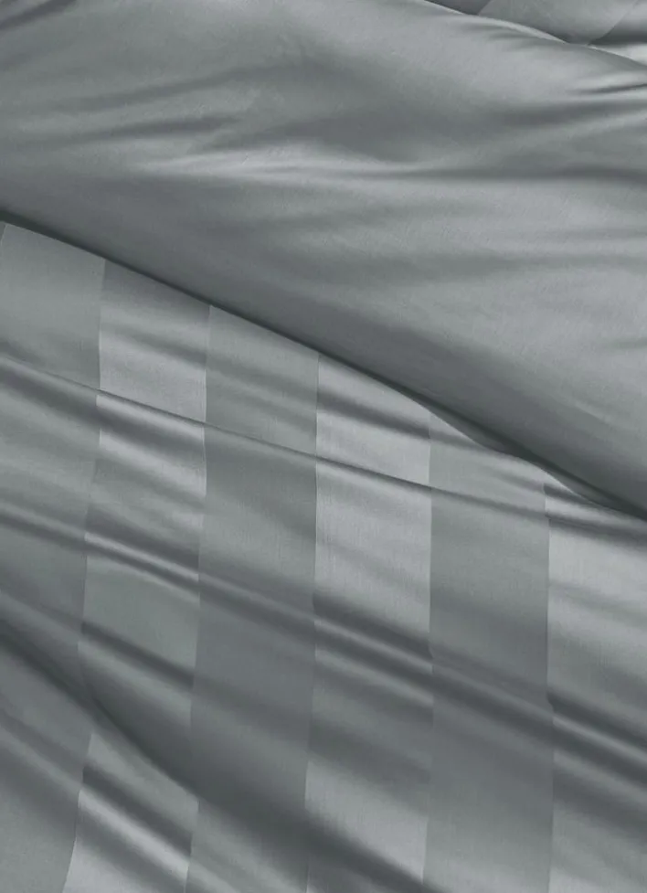 HOUSSE DE COUETTE RAYÉE EN SATIN DE COTON GLACIER