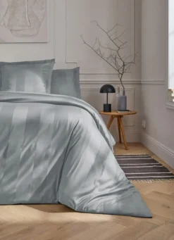 HOUSSE DE COUETTE RAYÉE EN SATIN DE COTON GLACIER