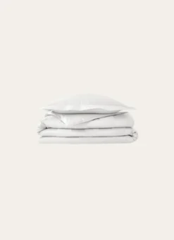 HOUSSE DE COUETTE RAYÉE EN SATIN DE COTON BLANC
