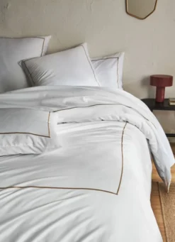 HOUSSE DE COUETTE SATIN BLANC/MORDORÉ