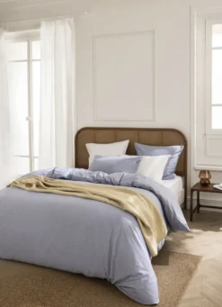 HOUSSE DE COUETTE UNIE CHAMBRAY BLEU