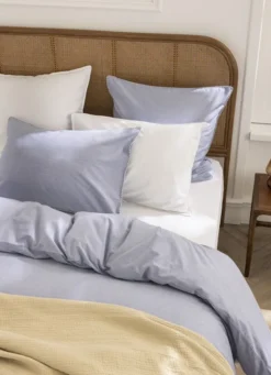 HOUSSE DE COUETTE UNIE CHAMBRAY BLEU