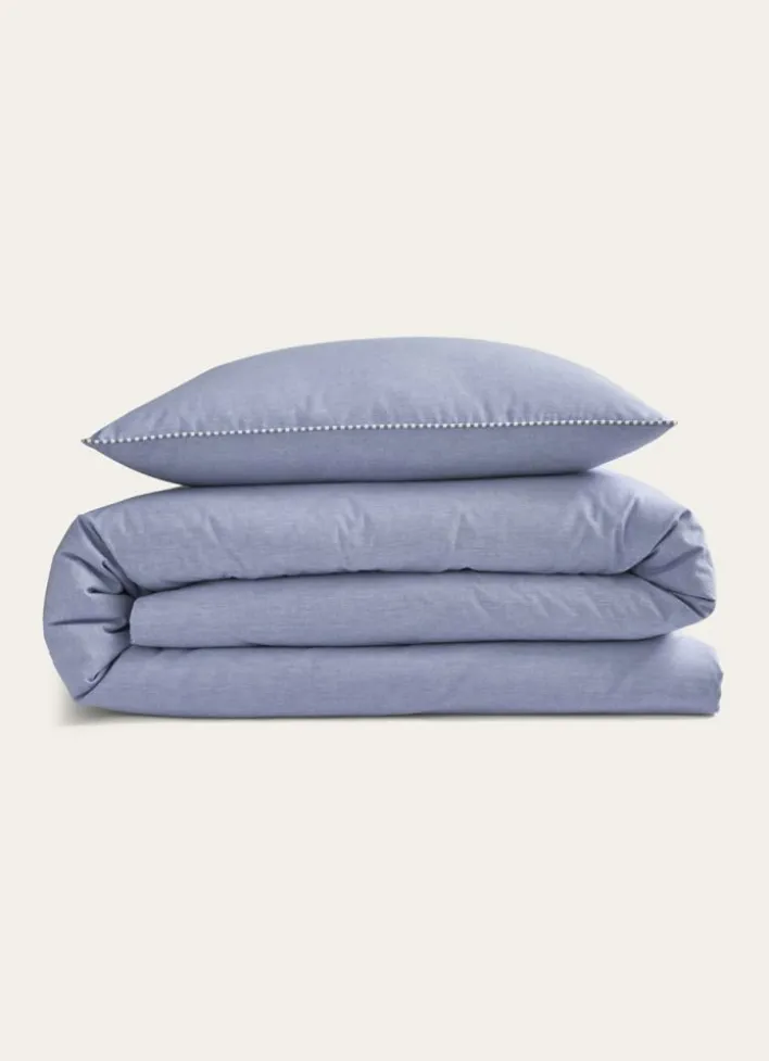 HOUSSE DE COUETTE UNIE CHAMBRAY BLEU