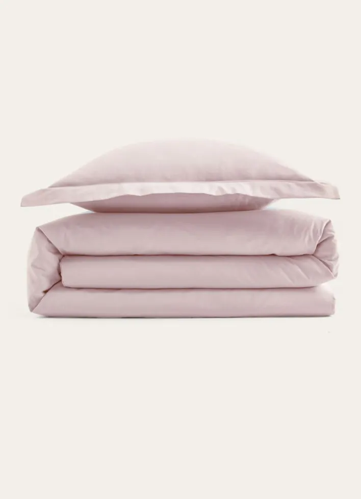 HOUSSE DE COUETTE UNIE EN COTON ROSE CLAIR