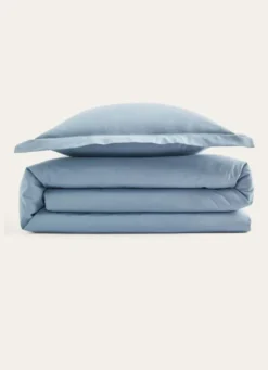 HOUSSE DE COUETTE UNIE EN COTON BLEU ORAGE