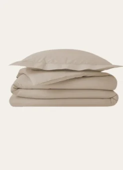 HOUSSE DE COUETTE UNIE EN COTON TAUPE
