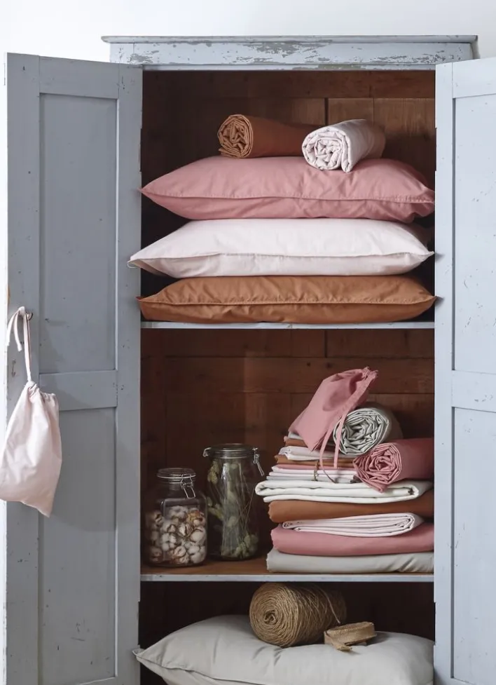 HOUSSE DE COUETTE UNIE EN COTON LAVÉ BIO ROSE PÂLE
