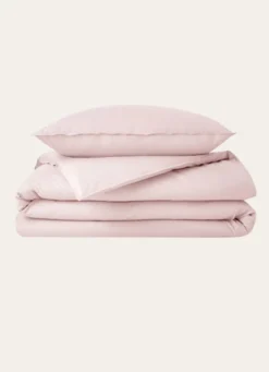 HOUSSE DE COUETTE UNIE EN COTON LAVÉ BIO ROSE PÂLE