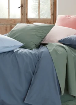 HOUSSE DE COUETTE UNIE EN COTON LAVÉ BIO GRIS BLEU