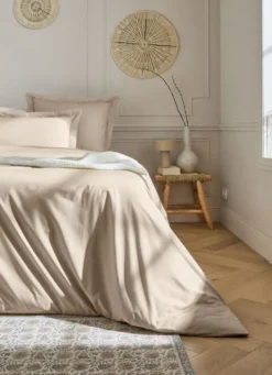 HOUSSE DE COUETTE UNIE EN PERCALE DE COTON SABLE