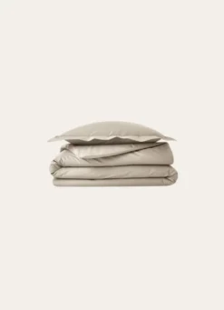 HOUSSE DE COUETTE UNIE EN PERCALE DE COTON SABLE