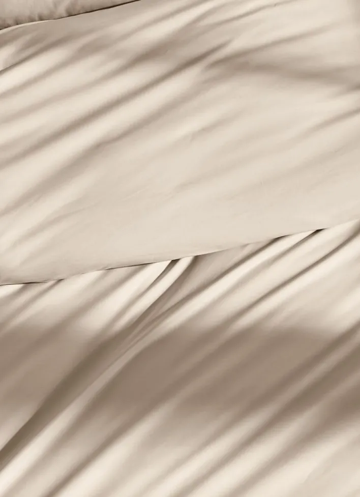 HOUSSE DE COUETTE UNIE EN PERCALE DE COTON SABLE