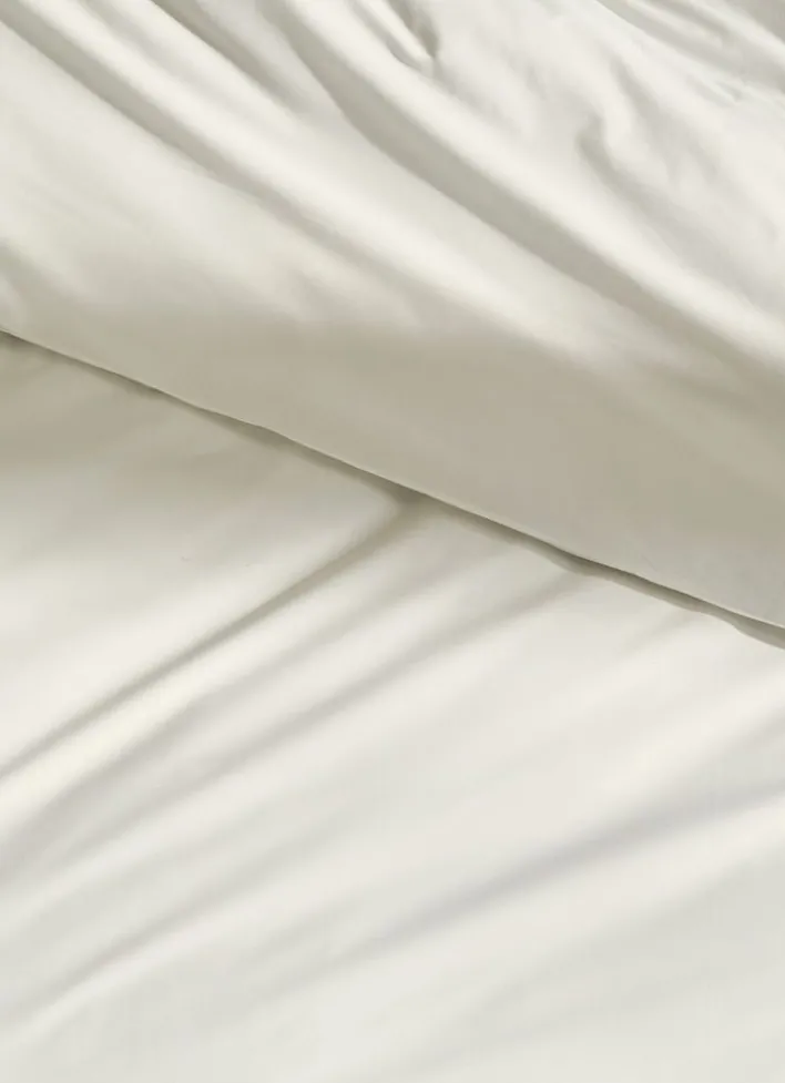 HOUSSE DE COUETTE UNIE EN PERCALE DE COTON ECRU